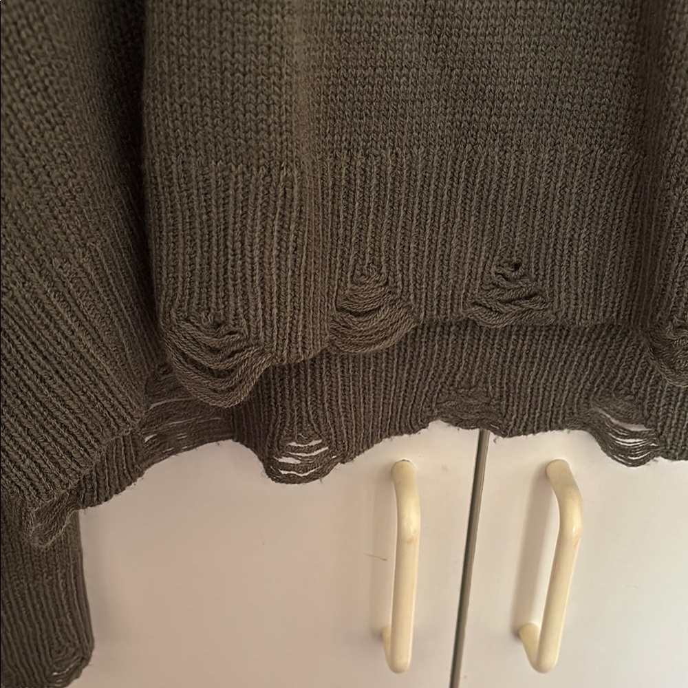 Olive Green Sweater with Mushroom Design - Picture 3 of 4